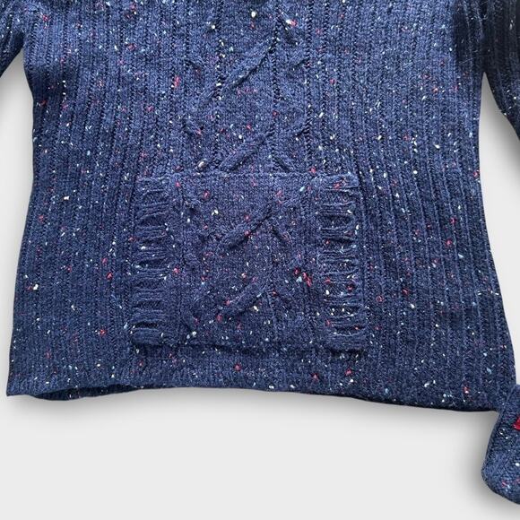 Vintage Y2K Mudd Ribbed Sweater Juniors sz M Navy Blue V-neck Pullover Preppy - Picture 3 of 8